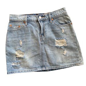 Gap Denim Light Wash Distressed Denim Mini Petite's Skirt